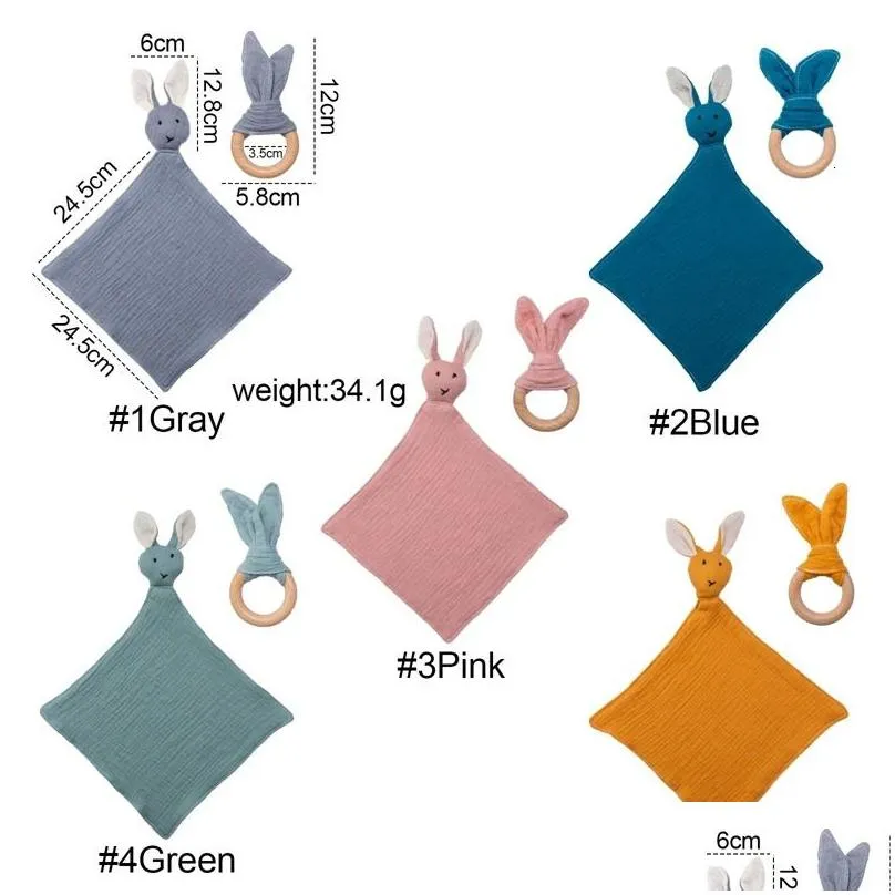 Bibs Burp Cloths 1set Baby Triangle Scarf Cotton Bibs Cartoon Bunny Bib Solid Color Infant Burp Cloth Feeding Saliva Towel Birthday Gifts