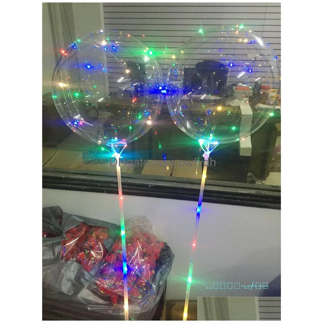 Party Decoration Bobo Ball Led Line With Stick Handle Control Wave String Balloons Flashing Light Up For Christmas Wedding Birthday Dhep8