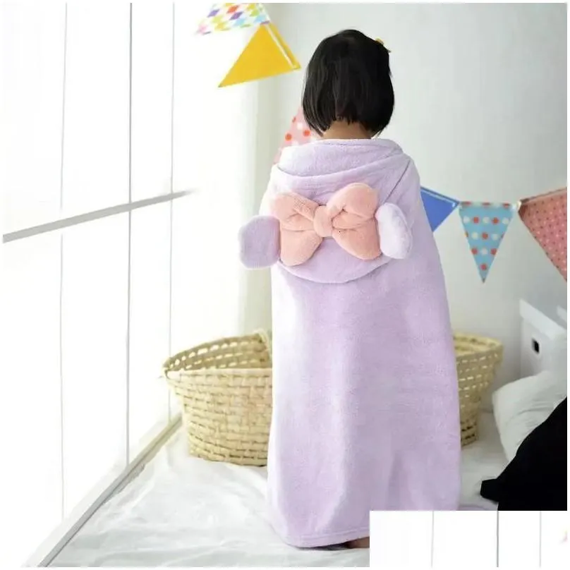 Towels Robes Boys Girls Coral Fleece Bathrobe Children Hooded Robes Kids Animal Towel Robe Baby Sleepwear Children`s Dressing Gown Soft