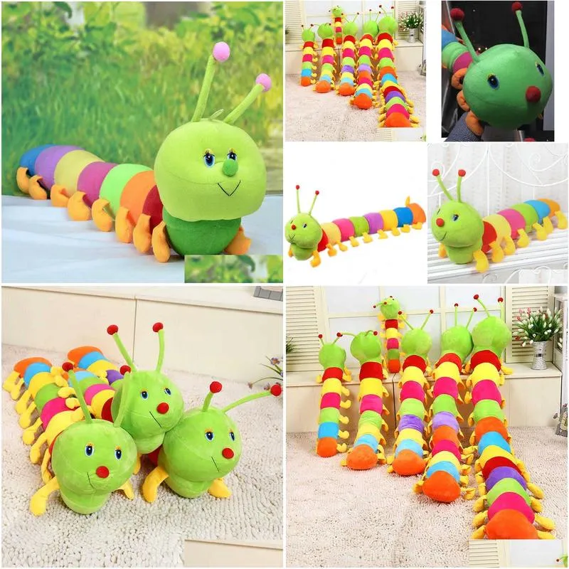 colorful cute caterpillar big insect plush toys doll with pp cotton stuffed animal pillow for children adult gifts q0727