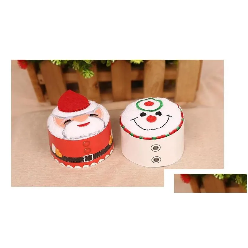 New Creative Cakes Towels Snowman Party Cake Santa Claus Christmas Towel Washcloth Cotton Bath Towels Gift