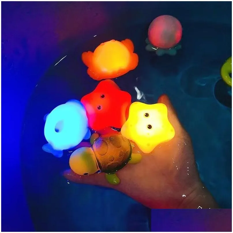 Bath Toys Baby Bath Toys Bathtub Colorful LED Lighting Toys Waterproof Bath Toys for Toddler Infant Boys Girls 0~3years Gift 230410