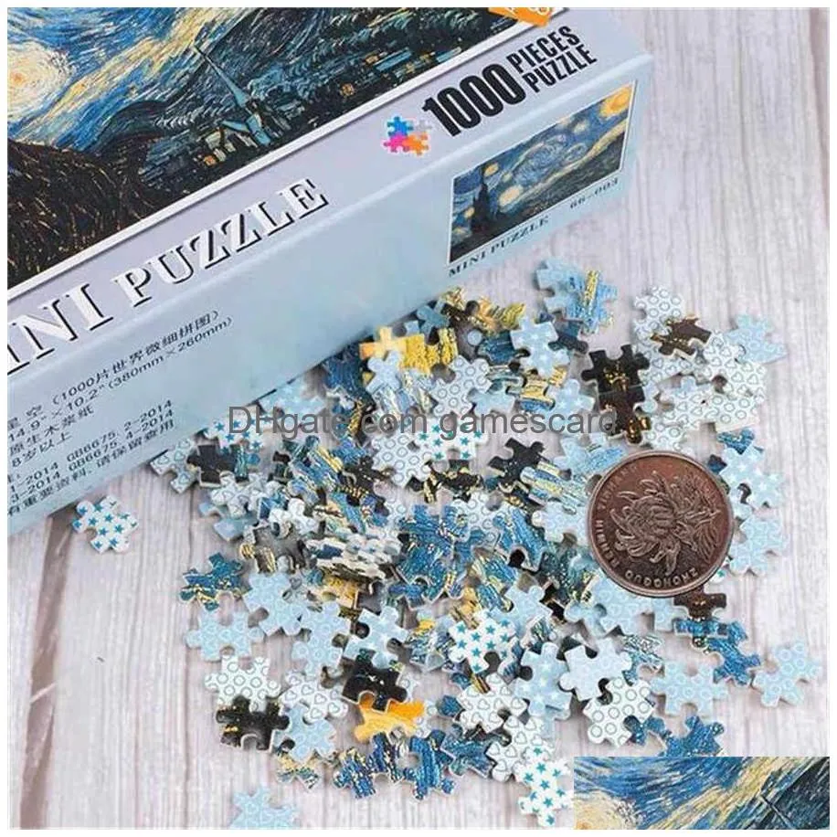 Jigsaw Puzzle 1000Pcs Mini Scenery Picture Landscape Puzzlesfor Children Bedroom Decoration Stickers Educational Toys Drop Delivery Dhaeg