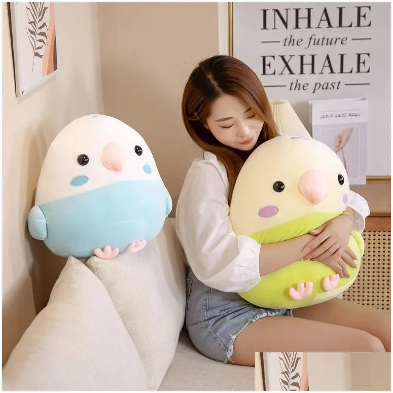 Stuffed Plush Animals 30/40cm Cartoon Fat Round Budgerigar Parrot Plush Toys Stuffed Animal Doll Soft Bird Pillow Cute Birthday Gift for Kids Girls