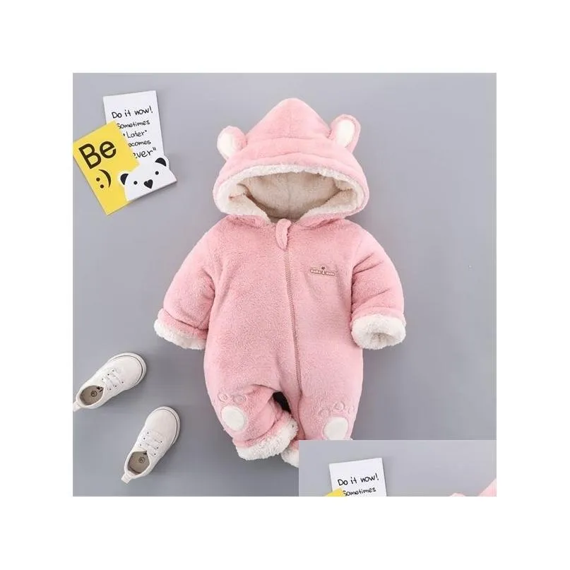 wool baby romper winter baby clothes hooded born clothes baby girls clothes for boys jumpsuit unisex overalls 0 3 9 24 month x0401