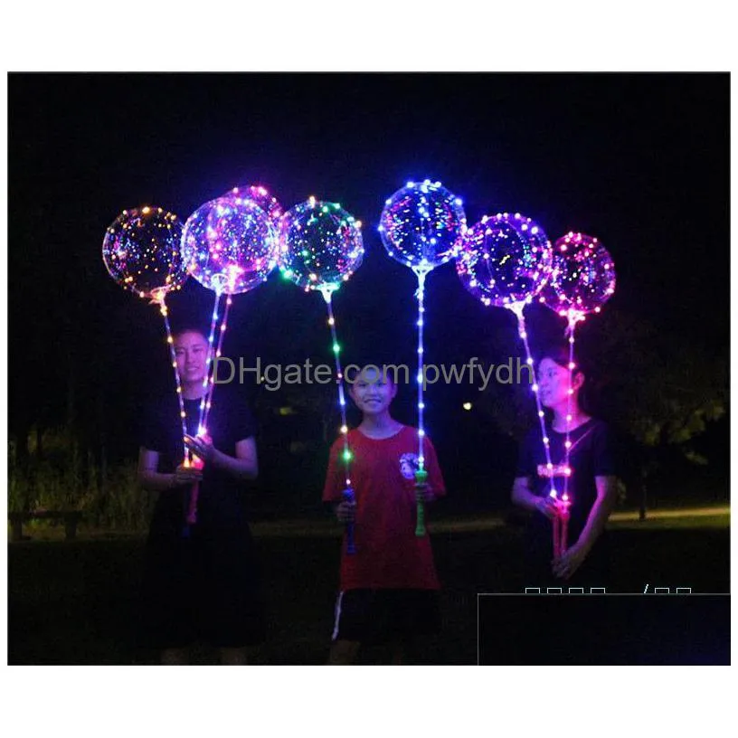 Party Decoration Bobo Ball Led Line With Stick Handle Control Wave String Balloons Flashing Light Up For Christmas Wedding Birthday Dhep8