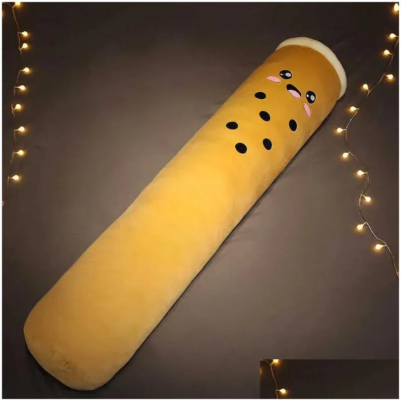 real-life bubble tea plush long pillow toys boba fruit tea cup pillow cylindrical cushion home decor kids gift for kids birthday q0727