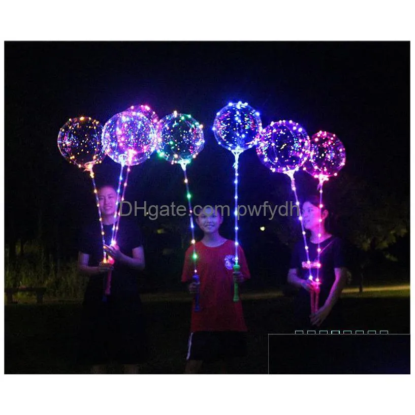 Party Decoration Bobo Ball Led Line With Stick Handle Wave String Balloons Flashing Light Up For Christmas Wedding Birthday Home Dro Dhrwd