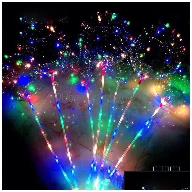 Party Decoration Led Flashing Balloons Night Lighting Bobo Ball Mticolor Balloon Wedding Decorative Bright Lighter With Stick Drop D Dh8Mt