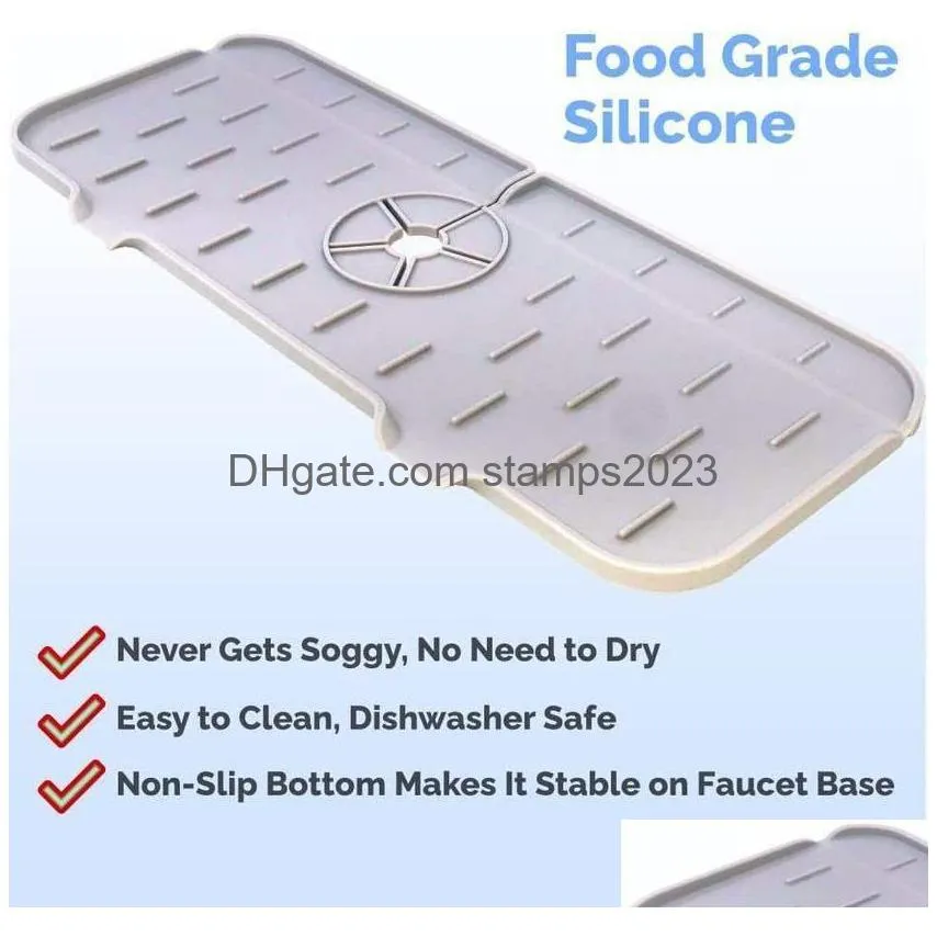 Other Kitchen Tools Kitchen Faucet Absorbent Mat Sink Splash Guard Sile Catcher Countertop Protector For Bathroom Gadgets Drop Deliver Dhtdj