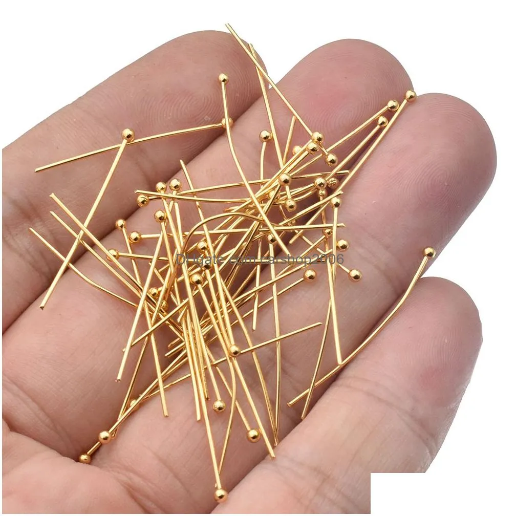 aiovlo 50pcs/lot length 20 30 35 40 mm stainless steel ball head pins for diy jewelry making head pins findings dia 0.6mm