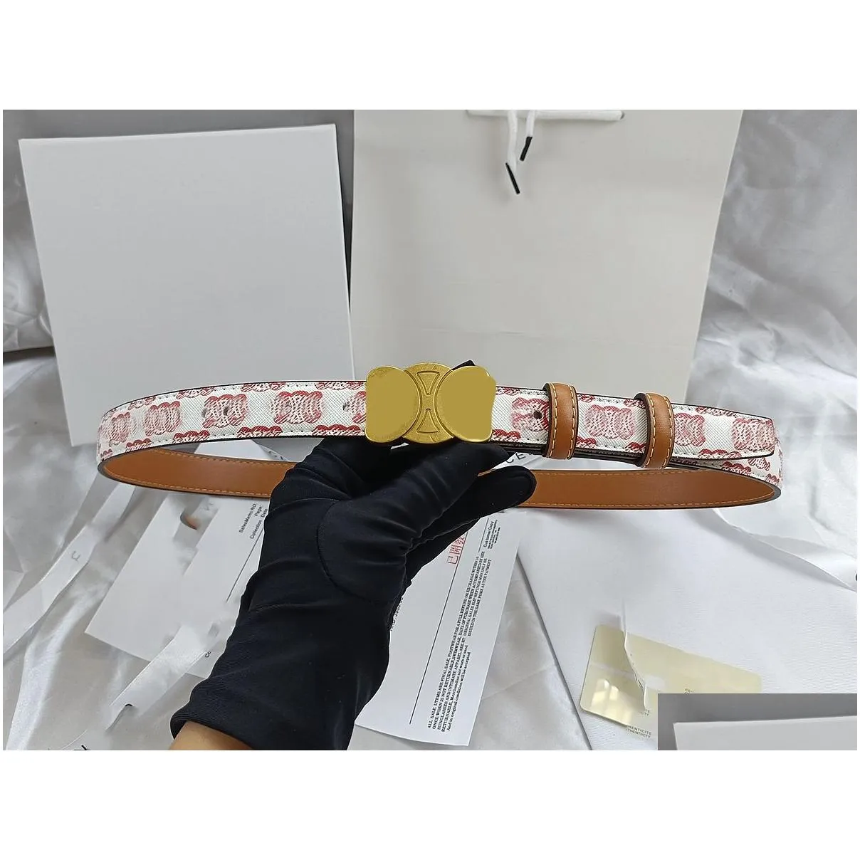 Luxury belt for woman designer 2.5cm classic smooth belts retro thin waist gold buckle genuine leather belt causal men women waistband with box