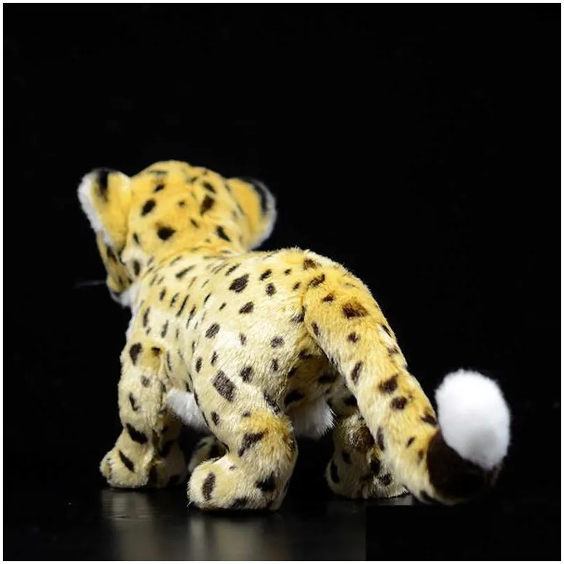 lifelike simulation standing cheetah stuffed plush toy cute soft yellow india acinonyx jubatus doll birthday gift for kids model q0727