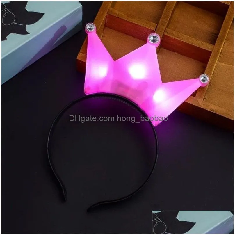 accessories 10/20/30pcs glowing led colorful luminous crown hair band headband glittering headwear concert supplies happy birthday party