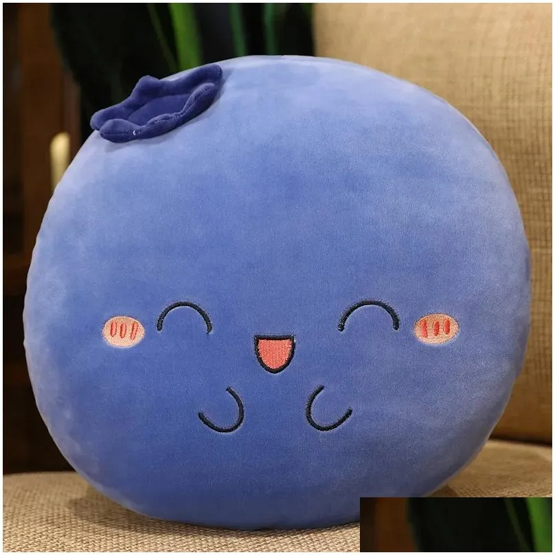 Plush Pillows cartoon peach orange blueberry Stuffed toy filled with soft blanket Cute fruit pillow doll Birthday gift for children and girls