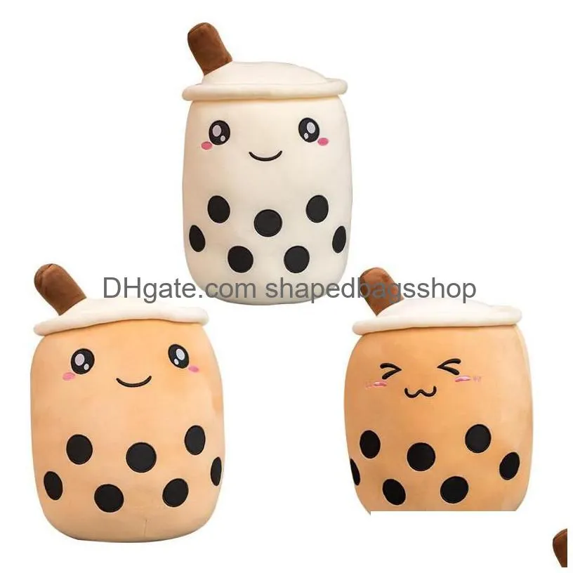 Party Favor Kawaii Small Size Cartoon Bubble Tea Cup Peluche Toys Funny Boba Pillow Stuffed Soft Stberry Panda Milk Cushion Baby Gift Dhezi