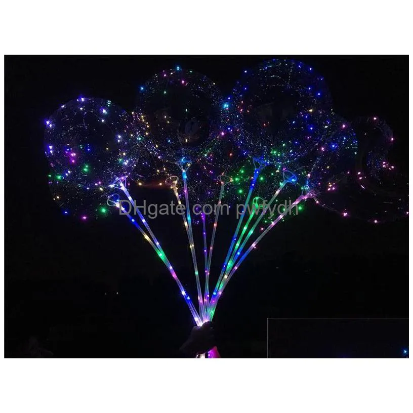 Party Decoration Led Flashing Balloons Night Lighting Bobo Ball Mticolor Balloon Wedding Decorative Bright Lighter With Stick Drop D Dh8Mt