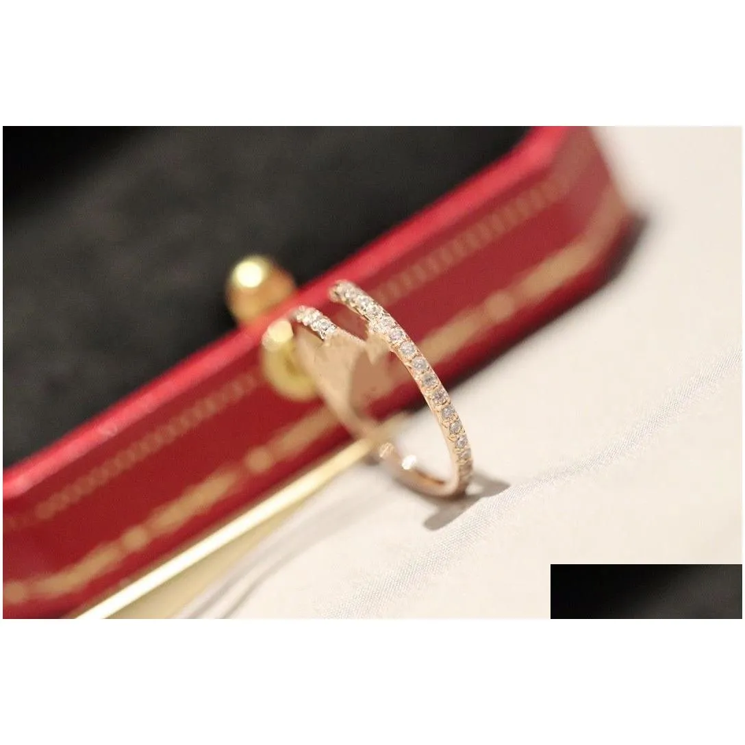 Luxury Designer Ring thin nail ring top quality diamond ring for woman man Electroplating 18k Classic Premium Rose Gold with box