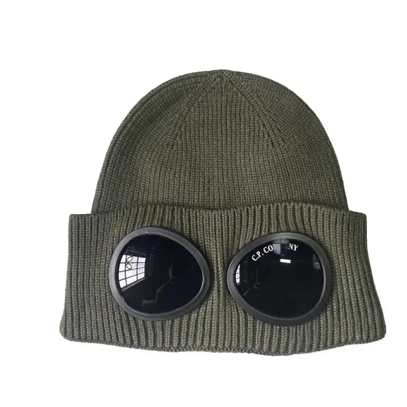 CP Caps Men`s Designer Ribbed Knit Lens Hats Women`s Extra Fine Merino Wool Goggle Beanie Official Website Version