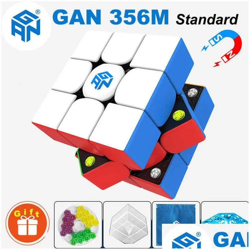 Bath Toys GAN 356 RS Rubick GAN356 M Magnetic Magic Cube 3x3 Professional 33 Speed Puzzle Fidget Children`s Toy GAN356M Rubix Cubo