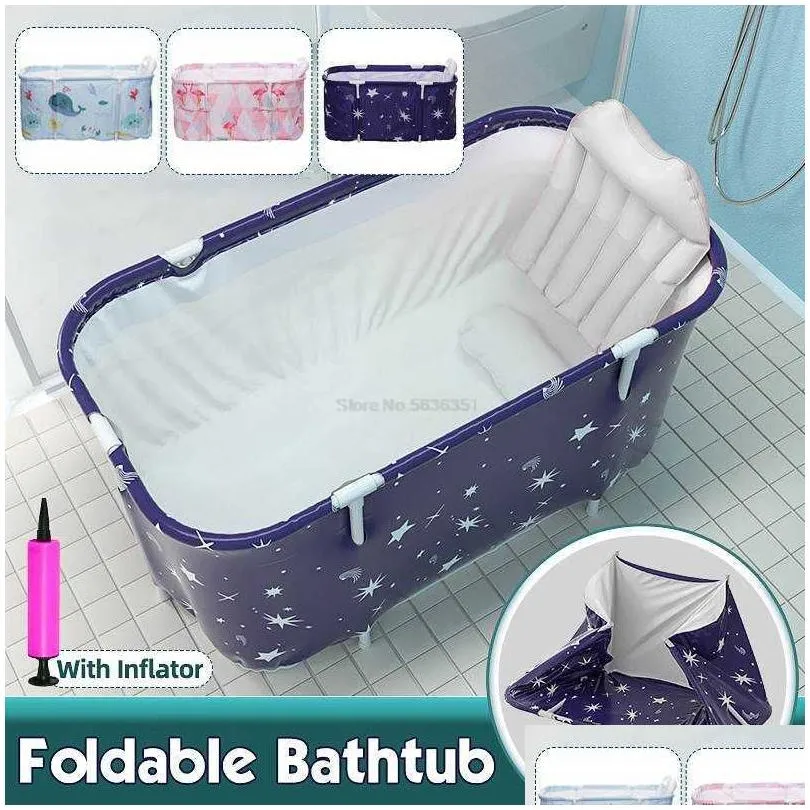 Bathing Tubs Seats Thicken Bathtub Adult Children Large Bath Tub Barrel Sweat Steaming Portable Home Sauna Insulation Folding Bath Bucket