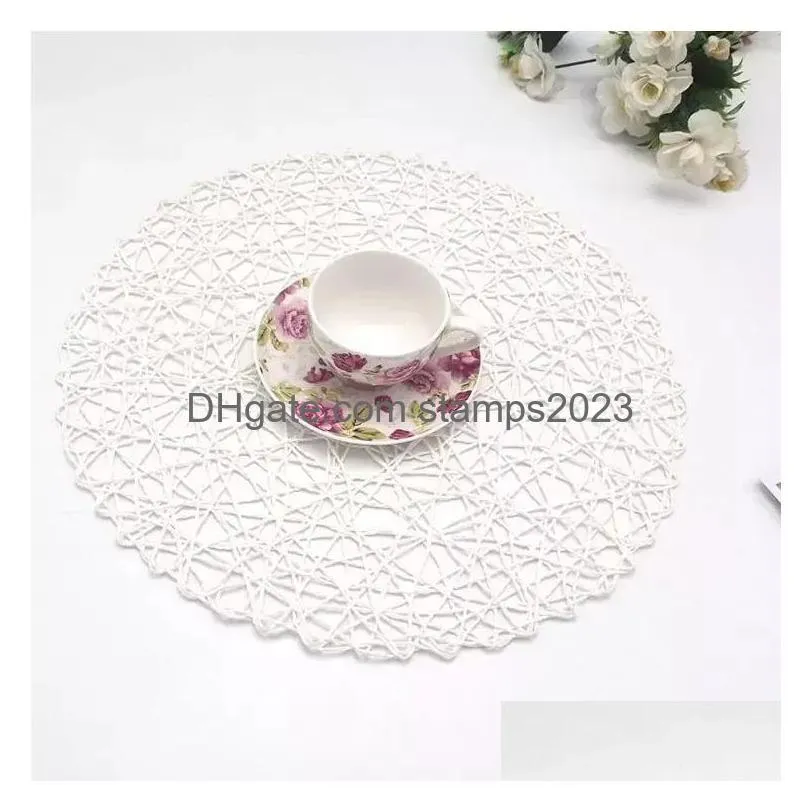 Drinkware Lid Paper Tableware Cup Mat Insation Pad Garten Decoration Diy Rope Hand Woven Heat Round Table Coaster 13 Colors 0110 Drop Dhxkd