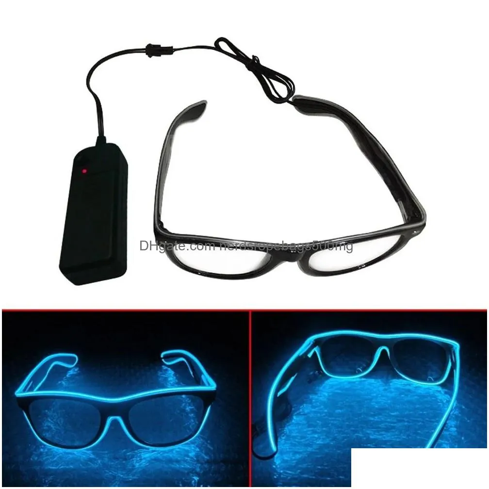 Party Decoration El Wire Led Glasses Special Shutter Light Up Monochrome Glow Shades Eye-Wear W/Driver For Rave Party Christmas Drop D Dhkqv