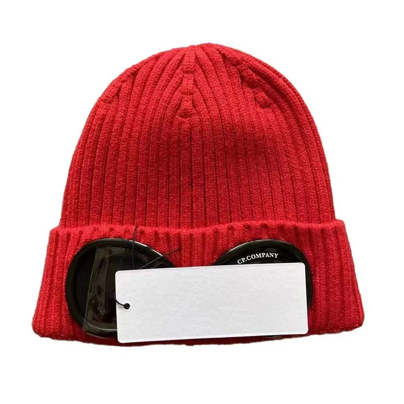 CP Caps Men`s Designer Ribbed Knit Lens Hats Women`s Extra Fine Merino Wool Goggle Beanie Official Website Version