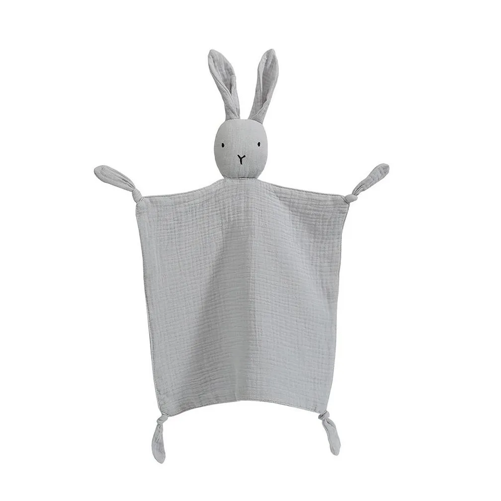 Soft organic cotton muslin bunny rabbit animal Newborn Pacify Towels Bibs Soothers towel Robes baby accessory