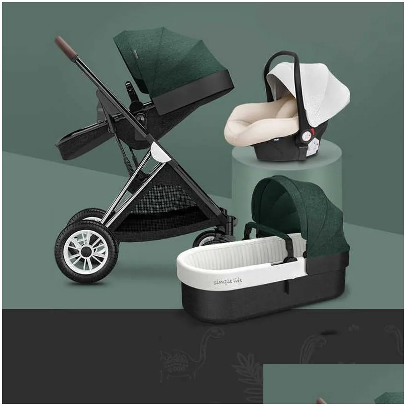 baby stroller 3 in1 baby cariage travel stroller baby stroller with car seat bron pram travel folding stroller high landscape