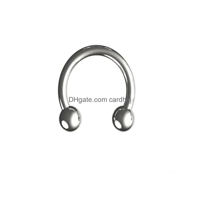 Nose Rings & Studs European And American Trendy Conical Nails Horseshoe Round Septum Nose Rings Studs Surgery Steel Nipple Hoop Nasal Dhcig