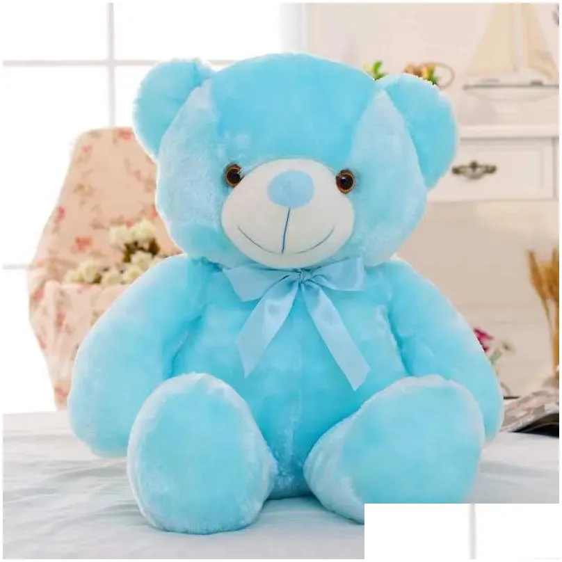 1/6 luminous 30/50/80cm creative light up led colorful glowing teddy bear stuffed animal plush toy christmas gift for kid q0727