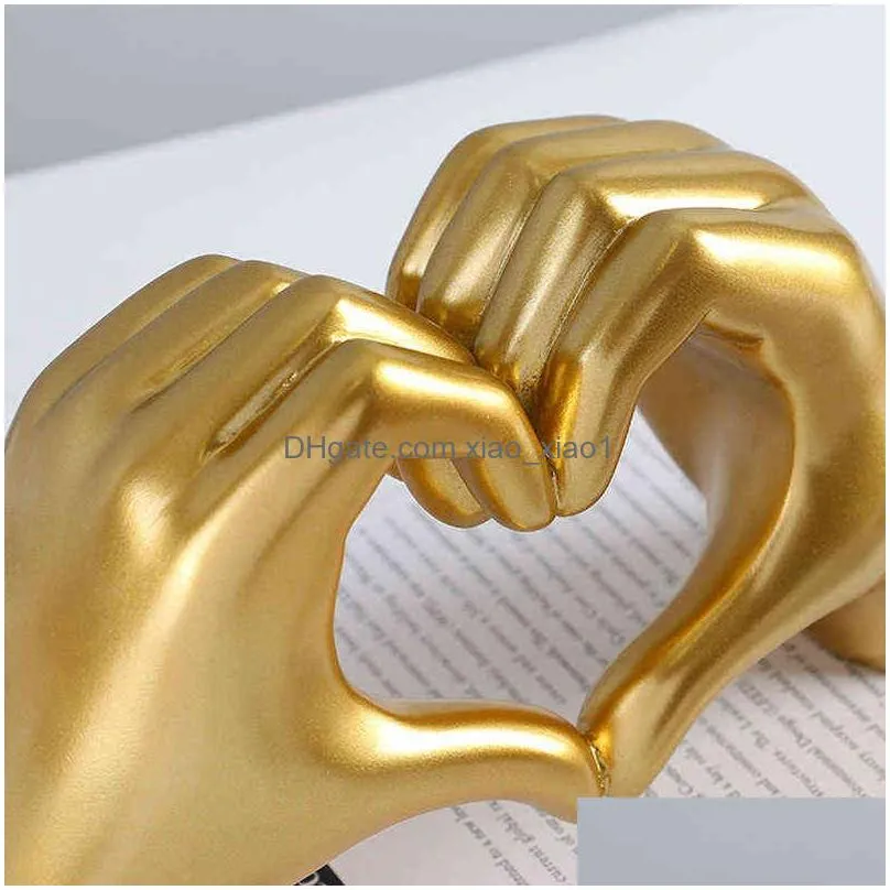 decorative figurines nordic love heart gesture sculpture home decoration live statue figurines wedding ornaments for living room desk