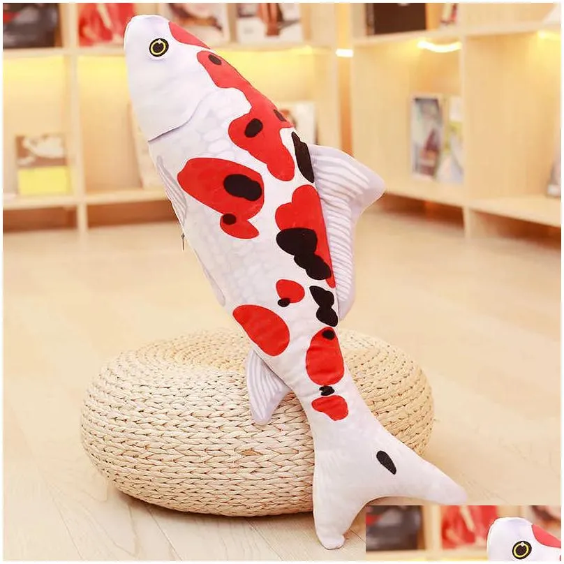 koi plush toys stuffed soft fish doll soft koi pillow plush goldfish cushion cats toys q0727