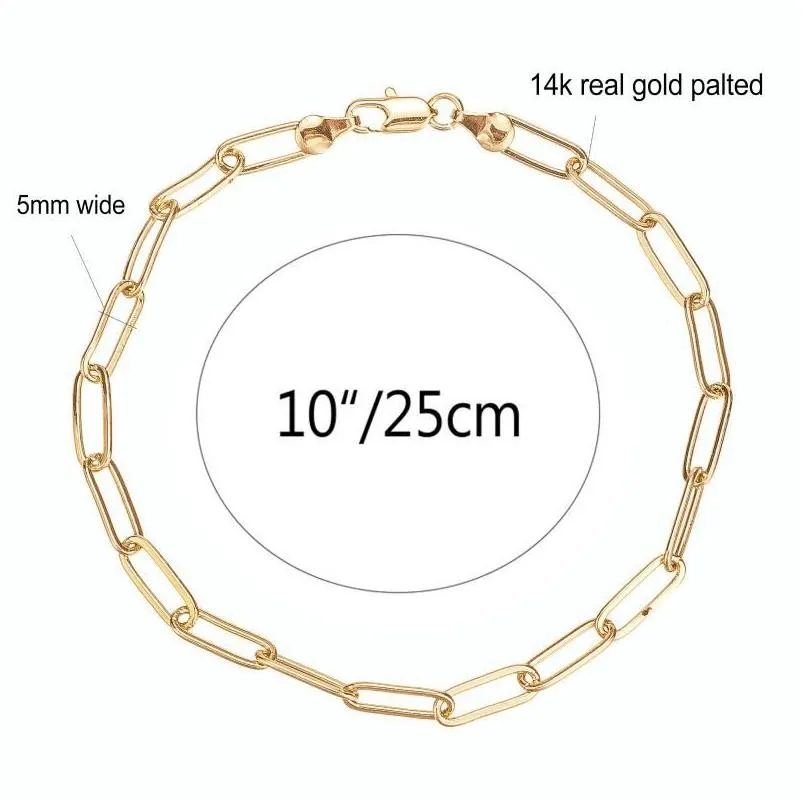 Anklets Gold Color Paperclip Oval Link Chain Flat Anklet 9 10 11 Inches Ankle Bracelet For Women Men Waterproof Marc22