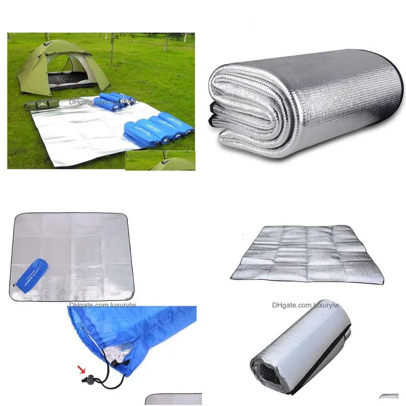 Outdoor Pads Outdoor Pads Tralight Waterproof Cam Mat Picnic Blanket Beach Mattress Slee Pad Aluminum Foil Eva Foam Tent Drop Delivery Dha5U