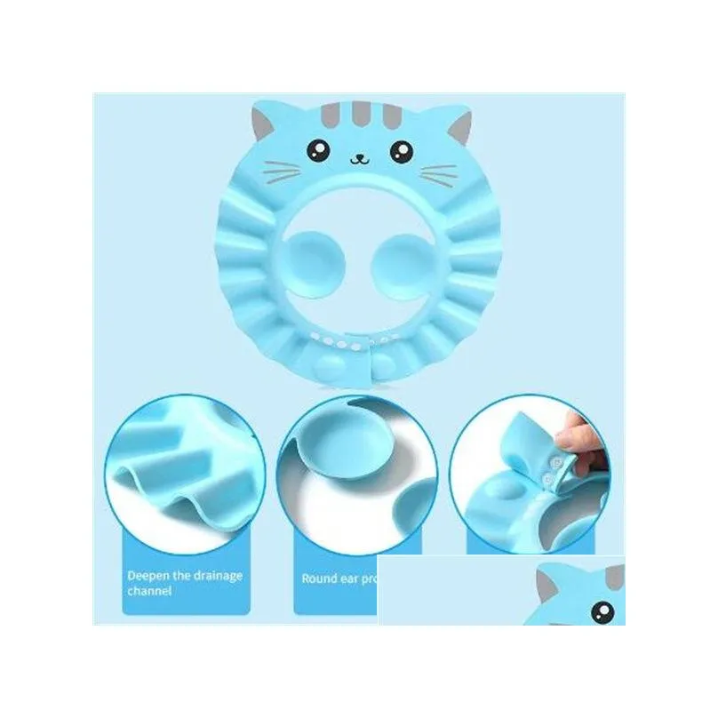 Baby Shower Cap Adjustable Hair Wash Hat for Newborn Infant Ear Protection Safe Children Kids Shampoo Shield Bath Head Cover GC1322