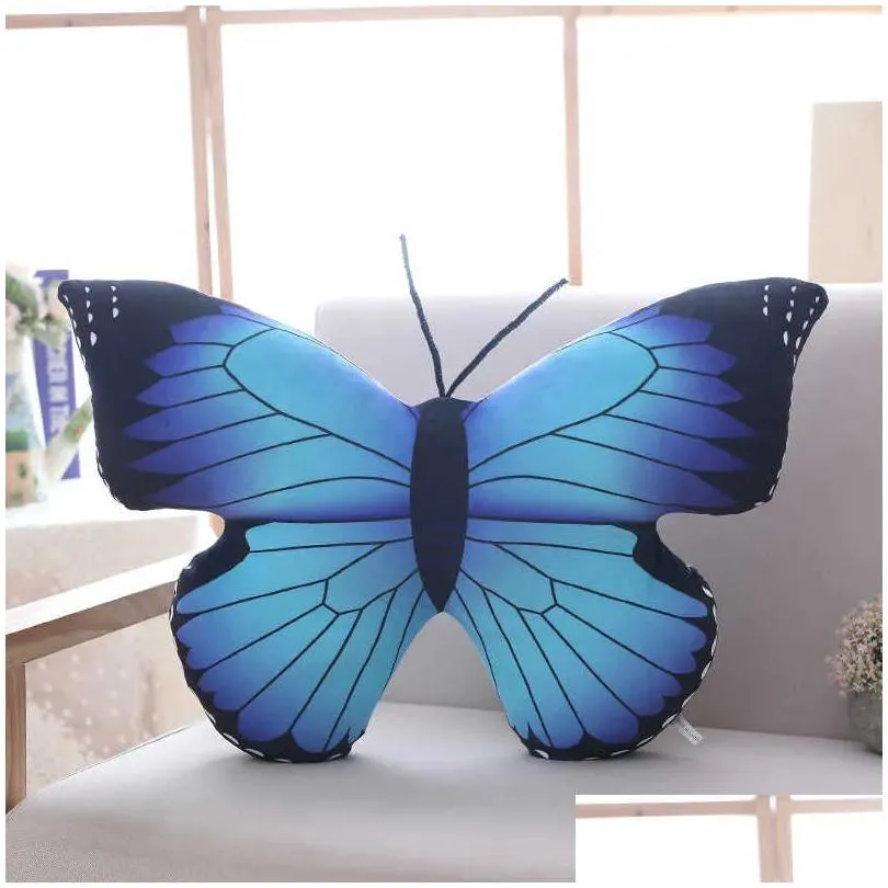 colorful butterfly plush pillow stuffed lifelike butterfly throw pillow cushion home sofa decoration cushion q0727