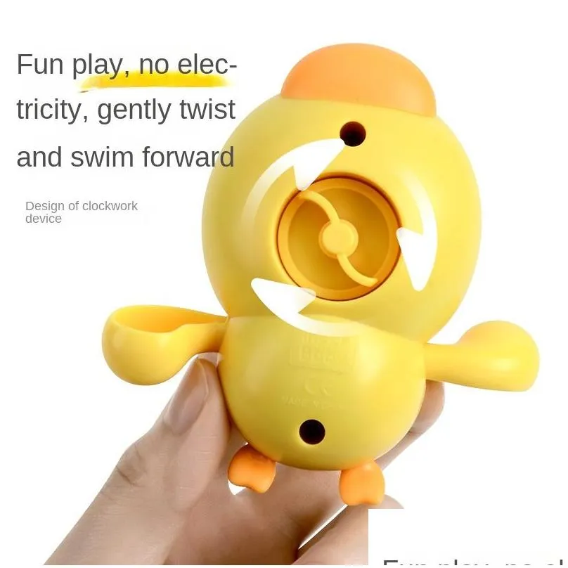 Cute Baby Clockwork Toy Little Yellow Duck Baby Bath Toys Children Boys Girls Playing In The Water Bathroom Set Combination 1107