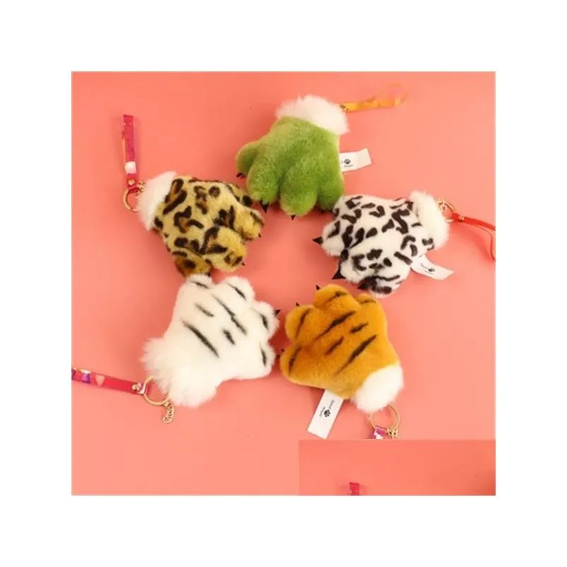  plush tiger/dinosaur/leopard/ paw claw full gloves hair hoop tail novelty cosplay halloween party costume gift for kids q0727