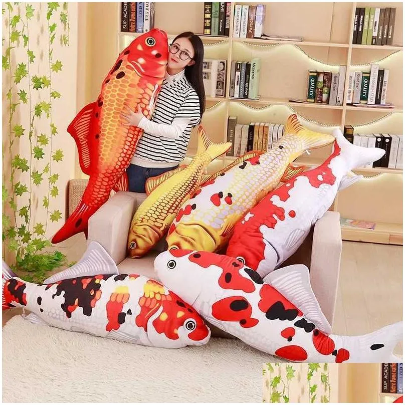 koi plush toys stuffed soft fish doll soft koi pillow plush goldfish cushion cats toys q0727