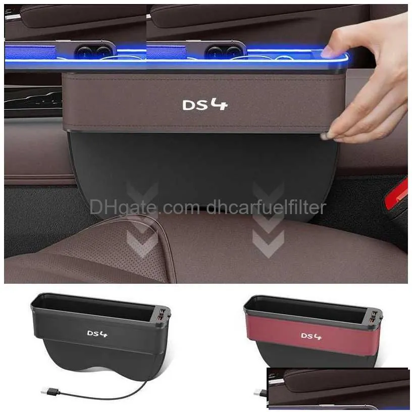 car organizer gm car seat storage box with atmosphere light for ds ds4 car seat cleaning organizer seat usb charging car accessories