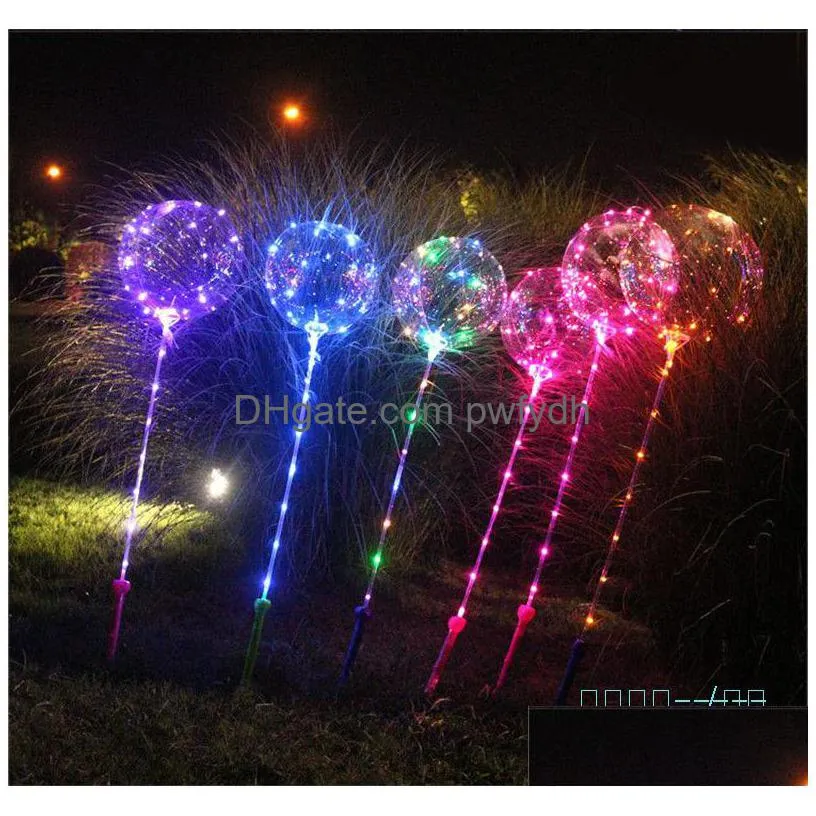 Party Decoration Bobo Ball Led Line With Stick Handle Wave String Balloons Flashing Light Up For Christmas Wedding Birthday Home Dro Dhvbg