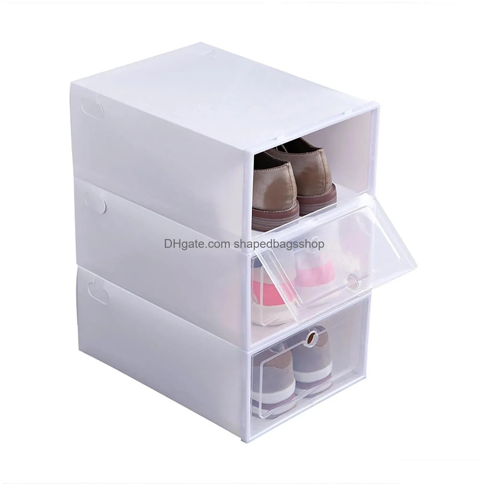 Storage Boxes & Bins Thicken Plastic Shoe Boxes Clear Dustproof Storage Box Transparent Candy Color Stackable Shoes Organizer Wholesal Dhh8C