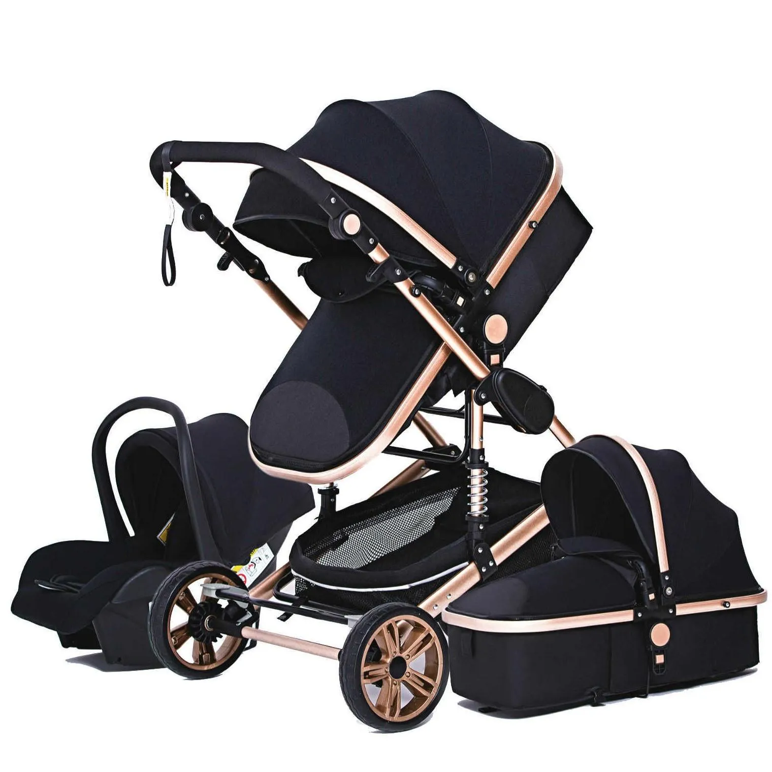 luxurious baby stroller 3 in 1 portable travel baby carriage folding prams aluminum frame high landscape car for born baby l230625