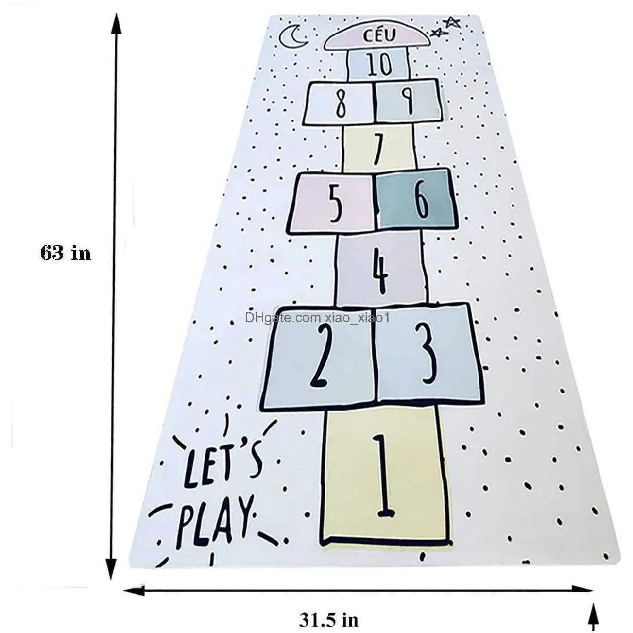kids hopscotch floor rug mat 63x31in big space kids play mats non-slip silicone back mat wear-resistant rugs suitable for childrens rooms home