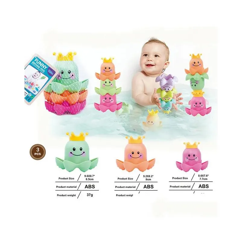 Bath Toys Baby Stacking Cup Toy Folding Boat Shape Tower Bathing Shower Beach Toy Play Water Kit Educational Toys For Infant Gift