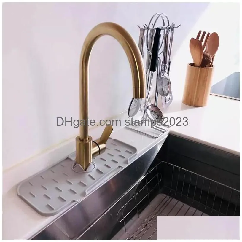 Other Kitchen Tools Kitchen Faucet Absorbent Mat Sink Splash Guard Sile Catcher Countertop Protector For Bathroom Gadgets Drop Deliver Dhtdj