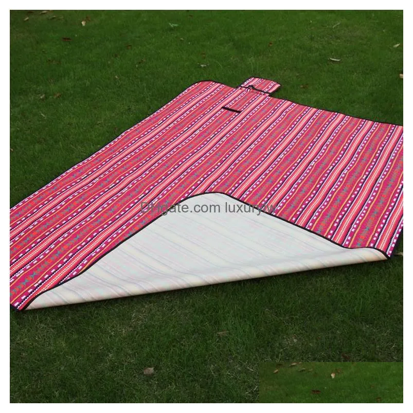 Outdoor Pads Waterproof Foldable Outdoor Cam Mat Carpets 150X150Cm/150X200Cm Widen Picnic Plaid Beach Blanket Baby Mtiplayer Tourist D Dht6B