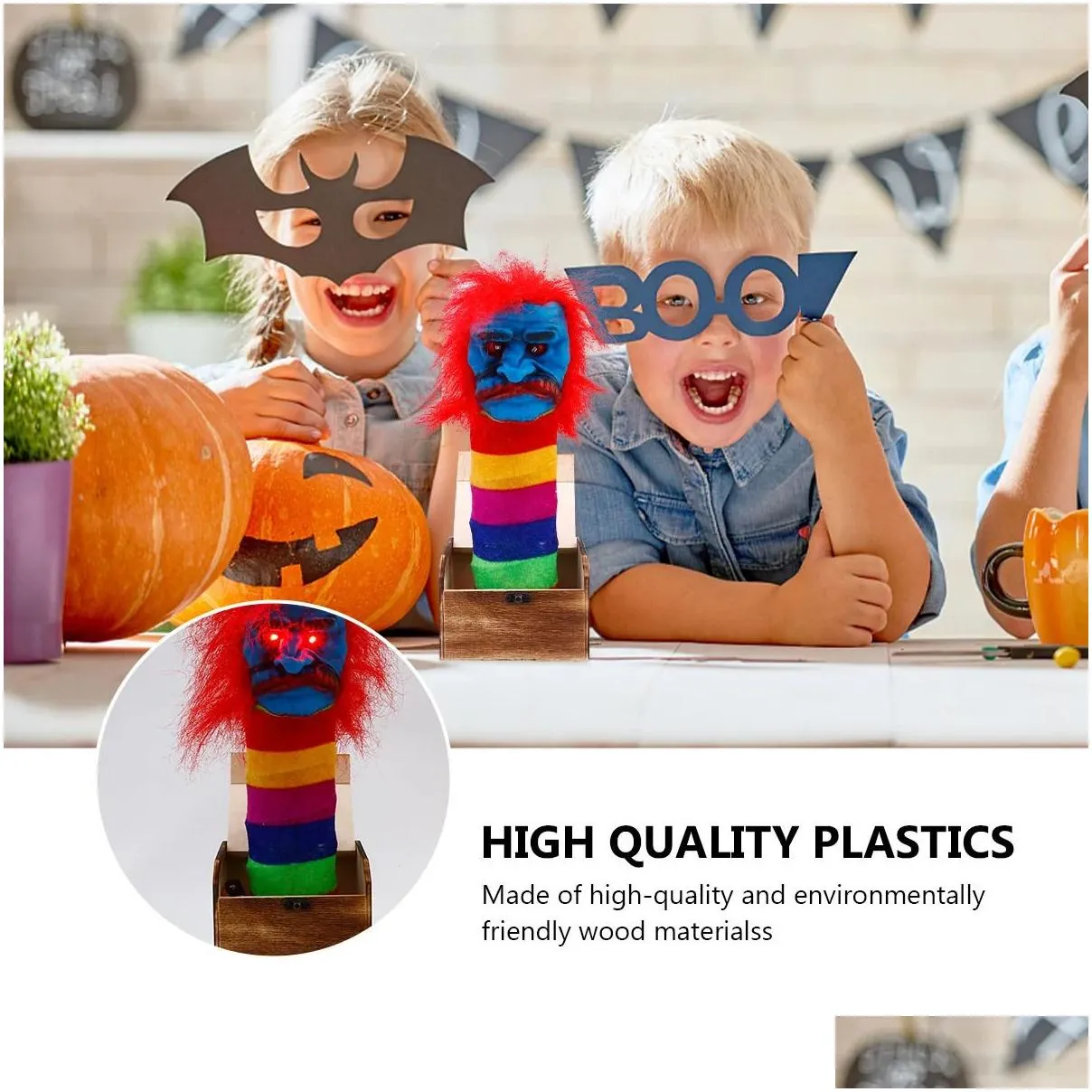 Halloween Toys Box Halloween Witch Scare Prank Sound Funny Wooden Toy Scary Joke Horror Light Pranks Jokes Scherzo Giocattolo Clown Gag